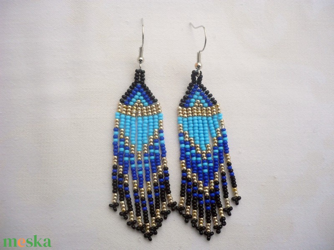 Közelgő éjszaka színátmenetes  gyöngy lógós, hosszú fülbevalók, ajándék - ékszer - fülbevaló - lógó fülbevaló - Meska.hu