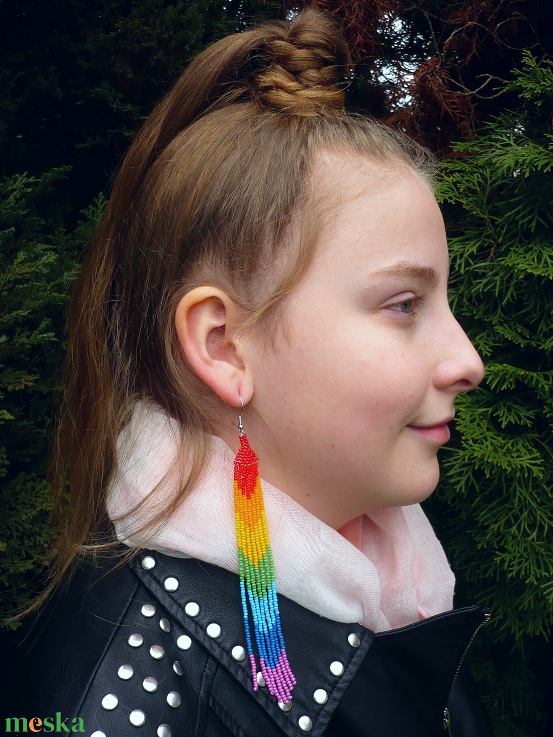 VÁLLIG ÉRŐ, extra hosszú szépséges szivárvány színű gyöngy fülbevaló - ékszer - fülbevaló - csillár fülbevaló - Meska.hu