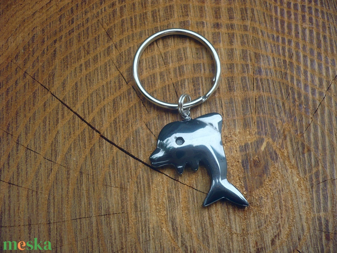 Hematit delfin kulcstartó, ásvány, féldrágakő, ajándék - táska & tok - kulcstartó & táskadísz - kulcstartó - Meska.hu