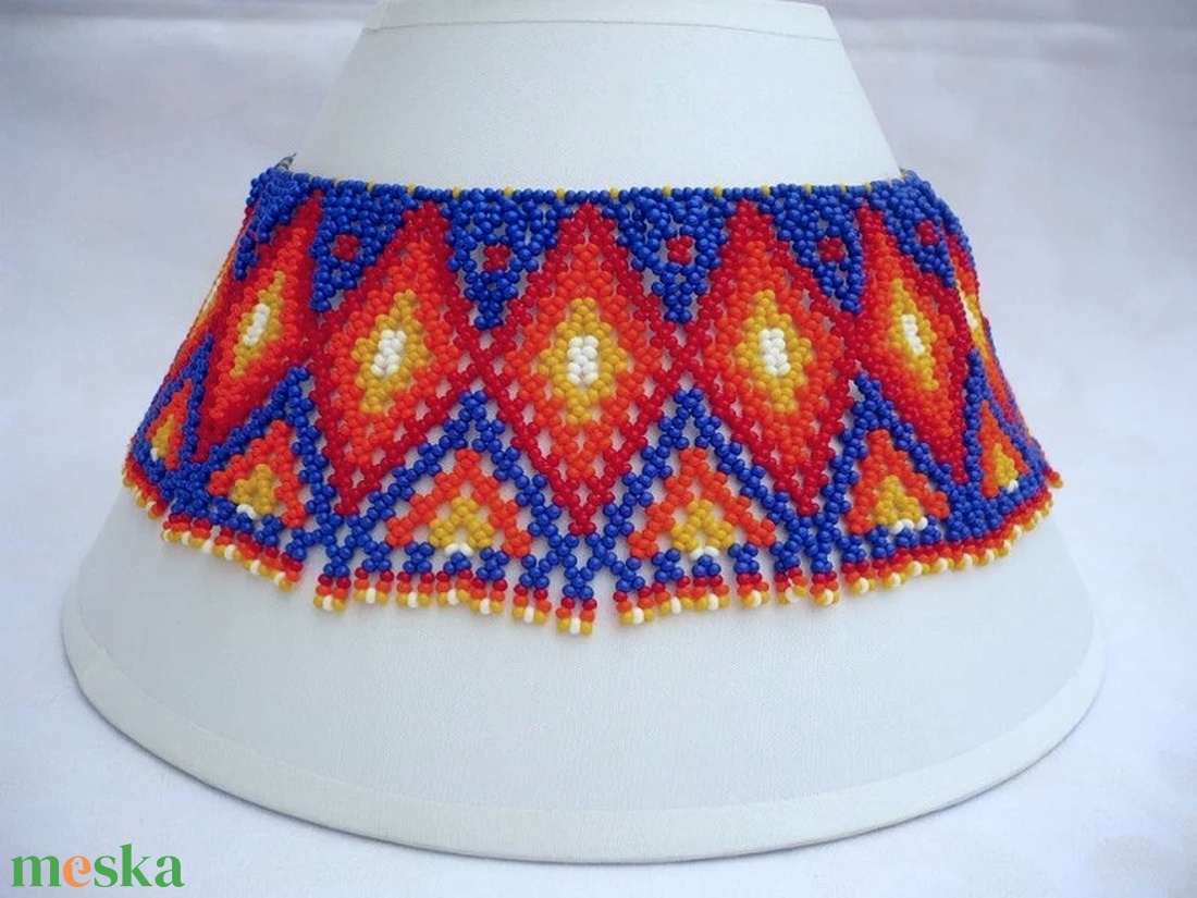 Natív amerikai színvilág ihlette gyöngygallér, gyöngyékszer, ajándék - ékszer - nyaklánc - gyöngyös nyaklánc - Meska.hu