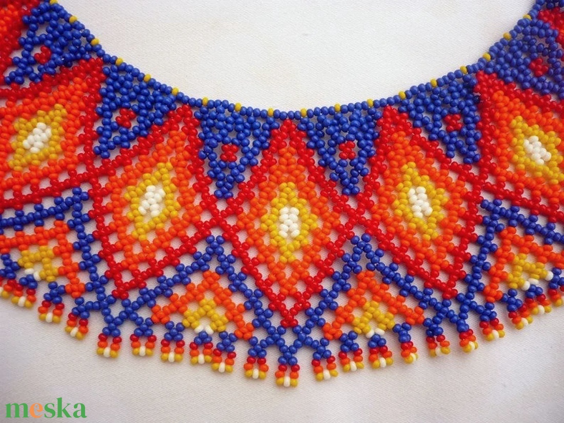 Natív amerikai színvilág ihlette gyöngygallér, gyöngyékszer, ajándék - ékszer - nyaklánc - gyöngyös nyaklánc - Meska.hu