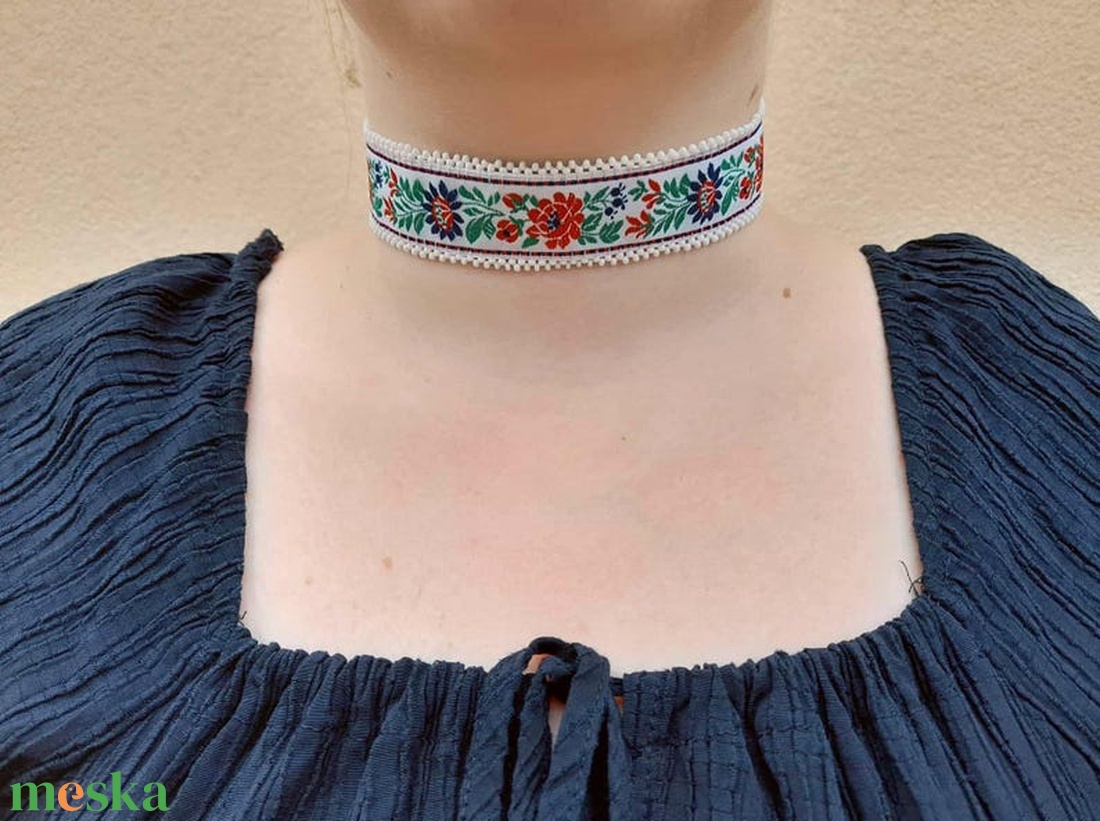 Népi nyakpánt-hajpánt-karkötő szett, népi ékszer, gyöngygallér, gyöngy nyaklánc - esküvő - ékszer - ékszerszett - Meska.hu