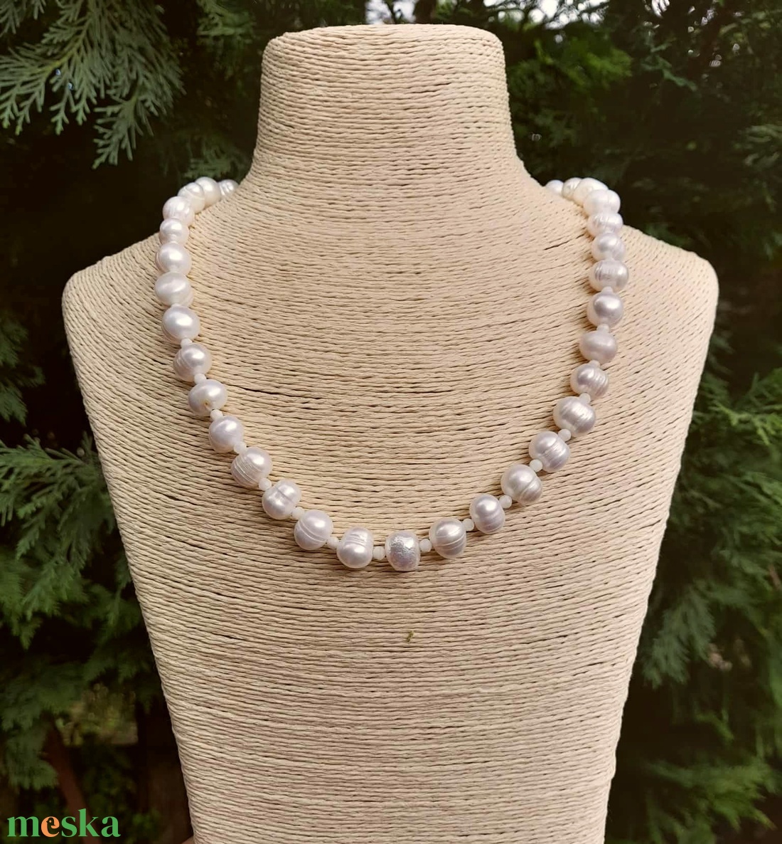 Tenyésztett édesvízi gyöngy, igazgyöngy nyaklánc, gyöngyékszer, gyöngy nyaklánc - ékszer - nyaklánc - gyöngyös nyaklánc - Meska.hu