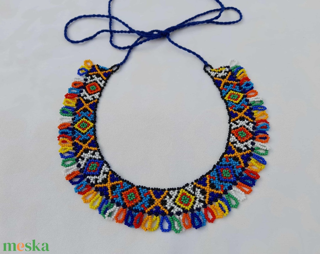 Színes ukrán gyöngygallér, sziljanka - ékszer - nyaklánc - gyöngyös nyaklánc - Meska.hu