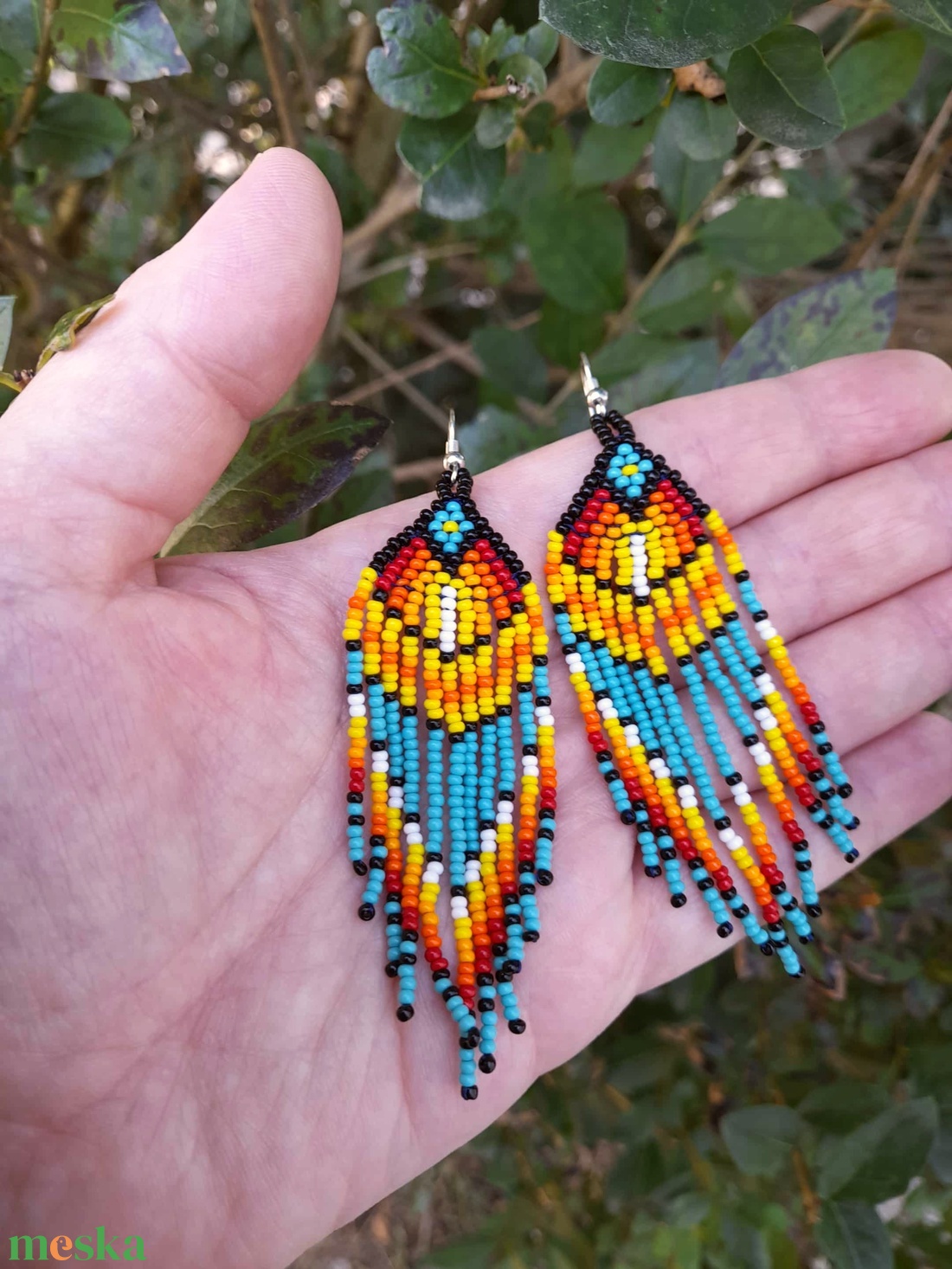 Hosszú lógós gyöngy fülbevaló, indián stílusú fülbevaló - ékszer - fülbevaló - csillár fülbevaló - Meska.hu