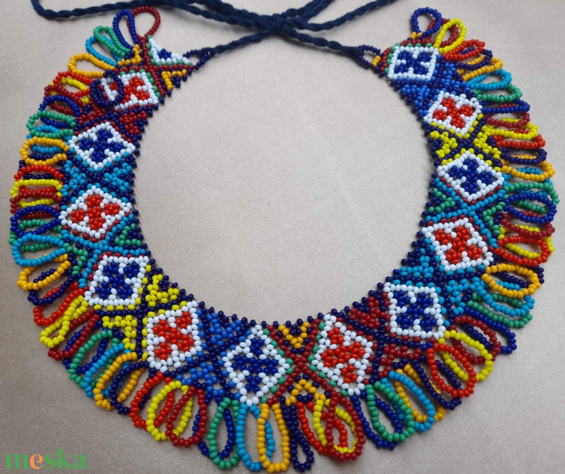 Színes ukrán gyöngygallér, sziljanka - ékszer - nyaklánc - gyöngyös nyaklánc - Meska.hu