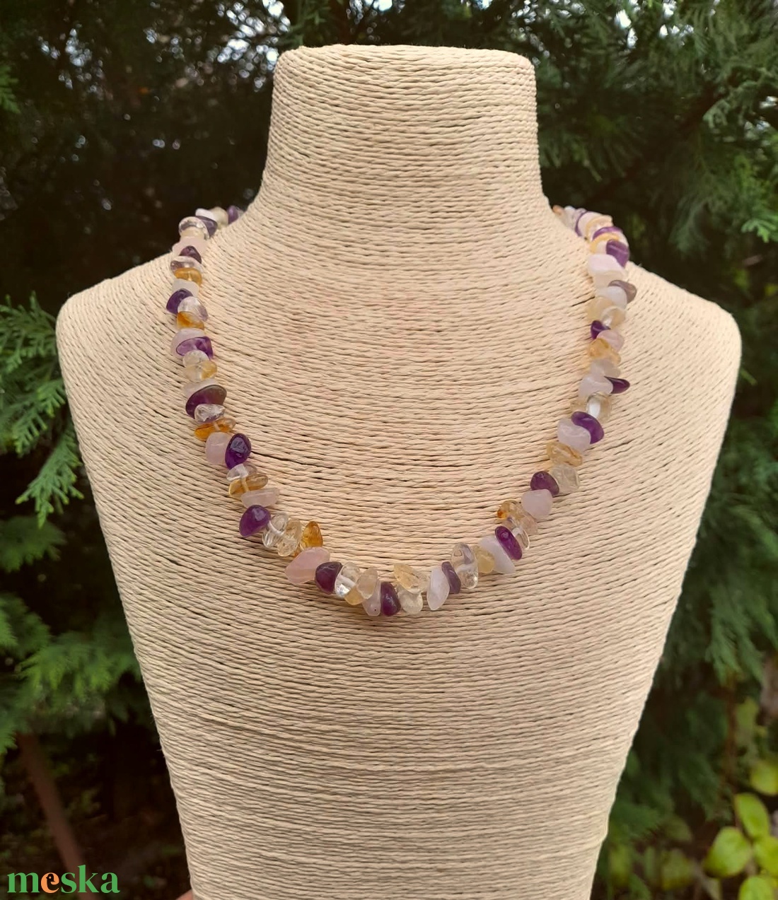 Négyféle ásványchipsből készült nyaklánc, ásványchips nyaklánc, ásványékszer, ajándék - ékszer - nyaklánc - gyöngyös nyaklánc - Meska.hu