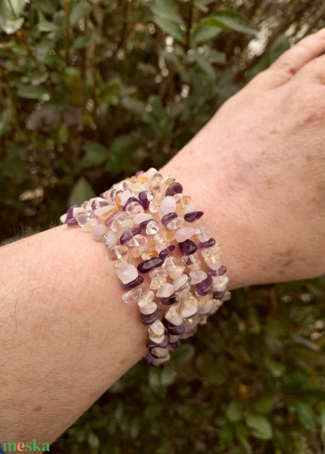 Négyféle ásványchipsből készült memória karkötő, ásvány karkötő - ékszer - karkötő - gyöngyös karkötő - Meska.hu