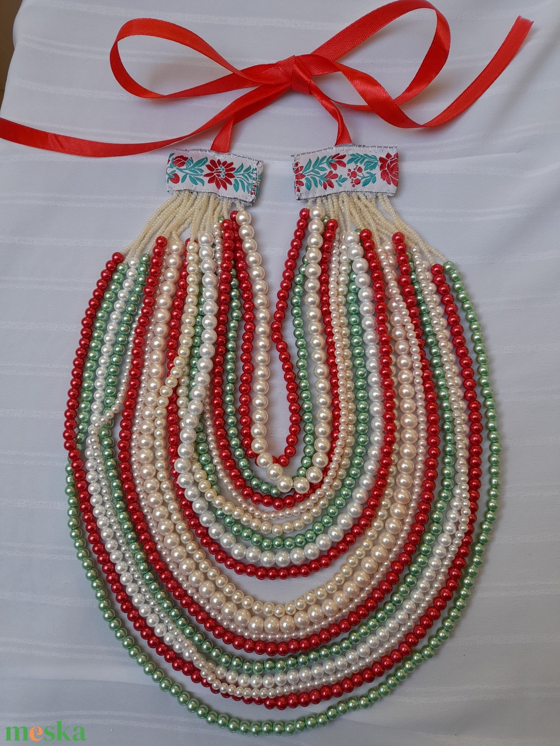 18 soros kaláris - ékszer - nyaklánc - gyöngyös nyaklánc - Meska.hu