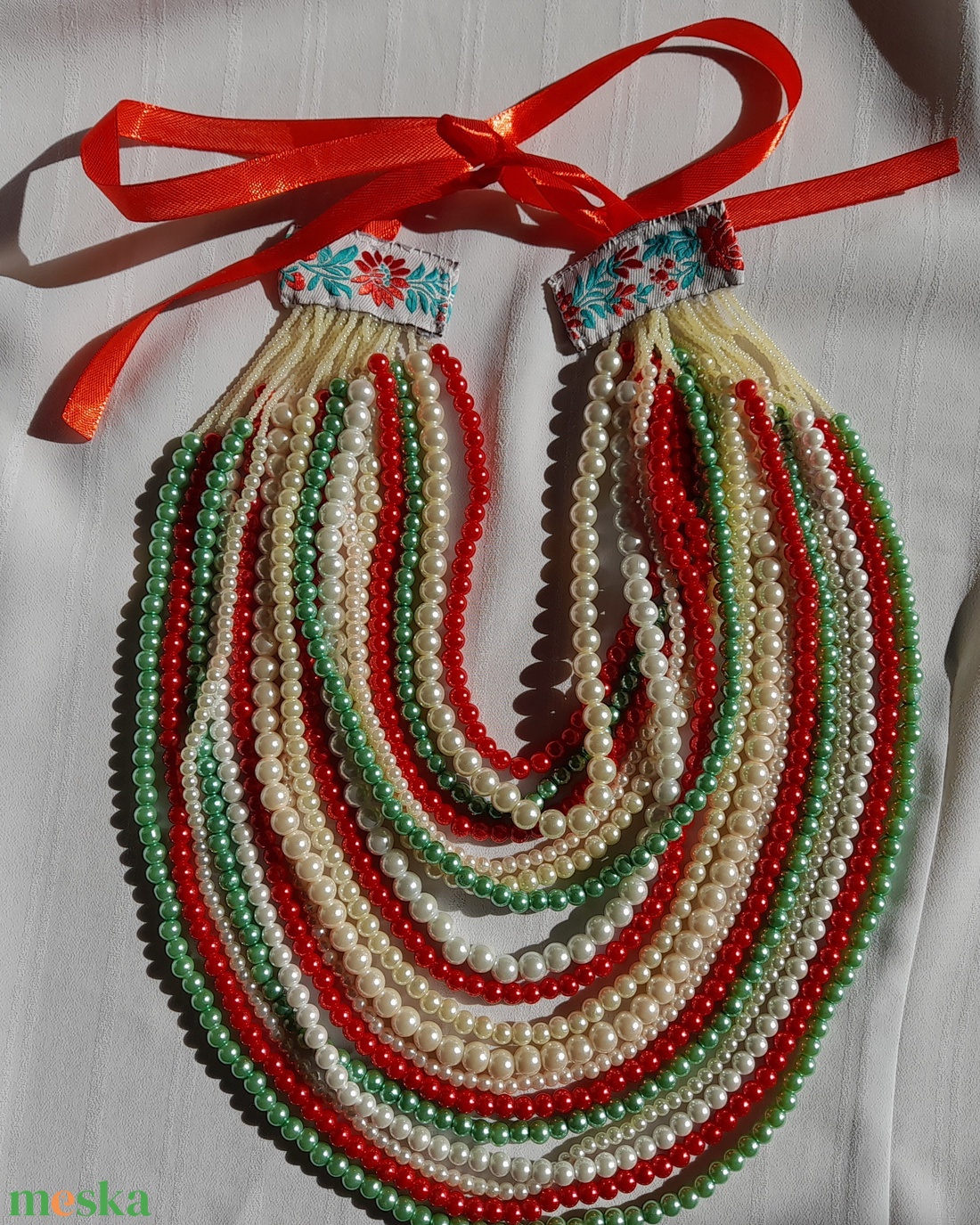 18 soros kaláris - ékszer - nyaklánc - gyöngyös nyaklánc - Meska.hu