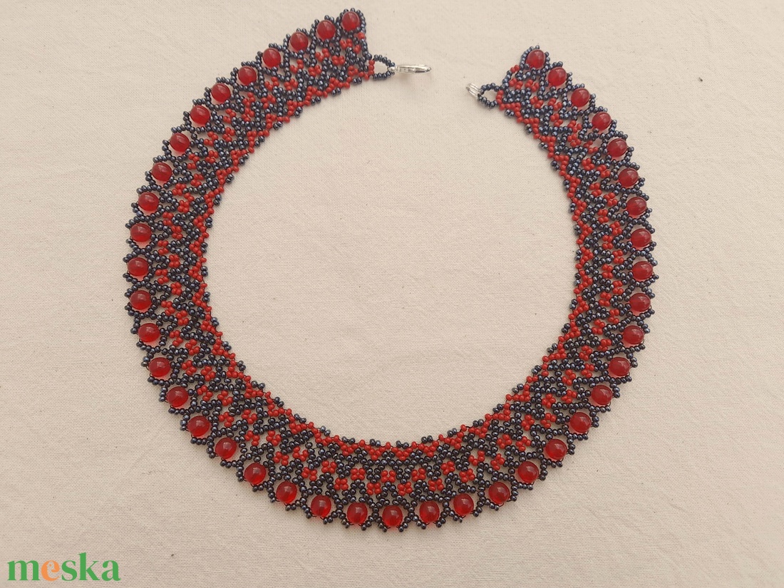 Hematit-bordó gyöngygallér - ékszer - nyaklánc - gyöngyös nyaklánc - Meska.hu