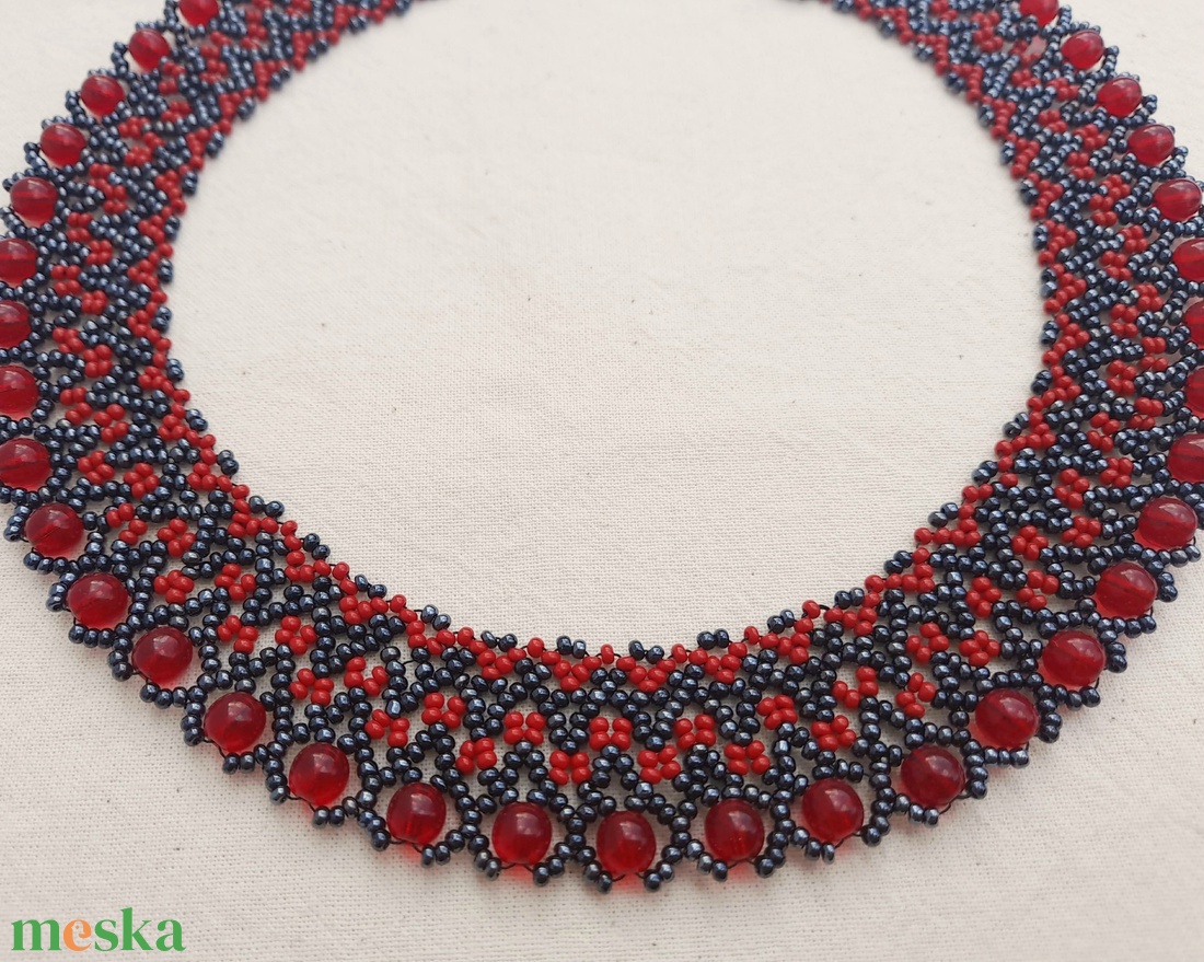 Hematit-bordó gyöngygallér - ékszer - nyaklánc - gyöngyös nyaklánc - Meska.hu