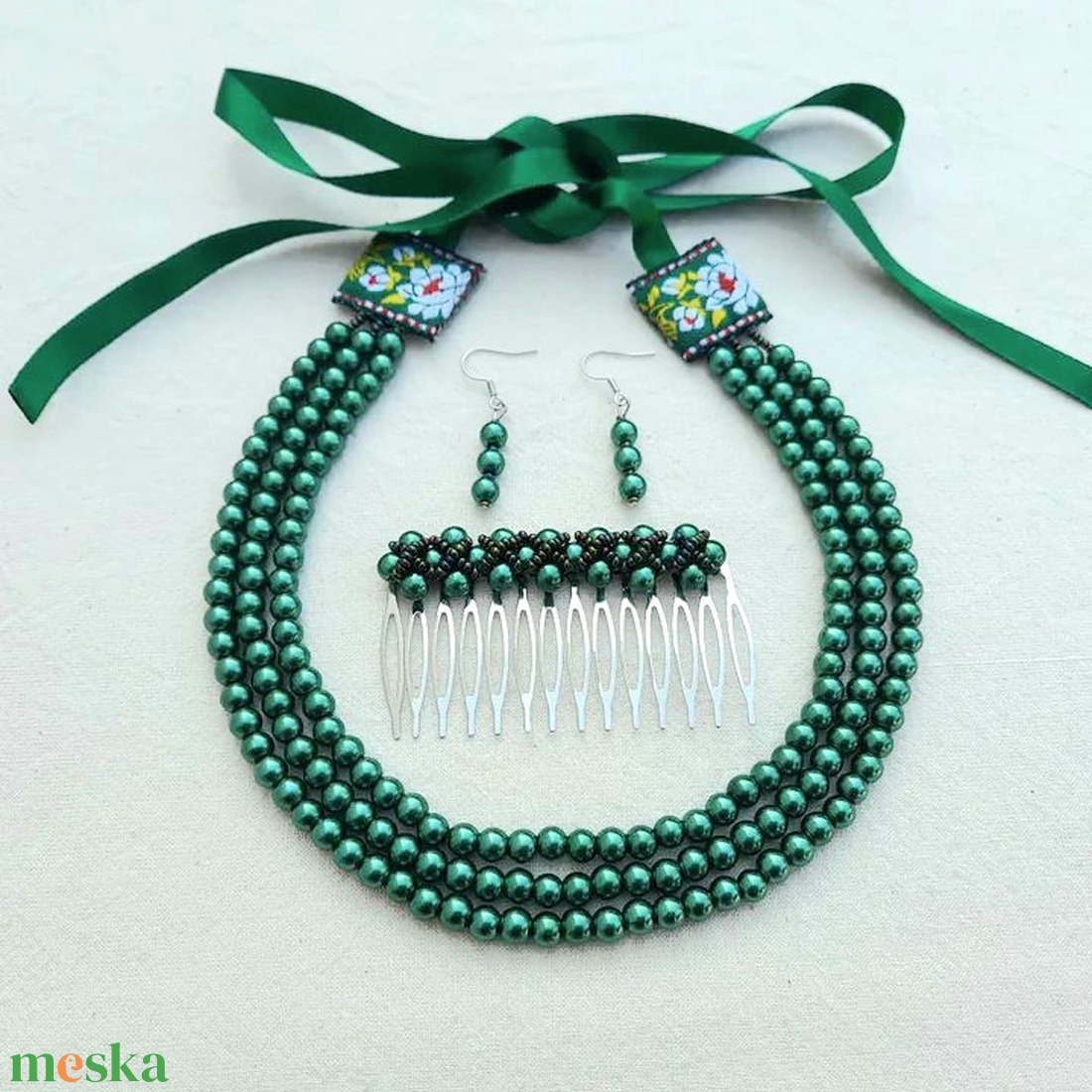 3 soros teklagyöngy kaláris szett több színben - ékszer - nyaklánc - gyöngyös nyaklánc - Meska.hu