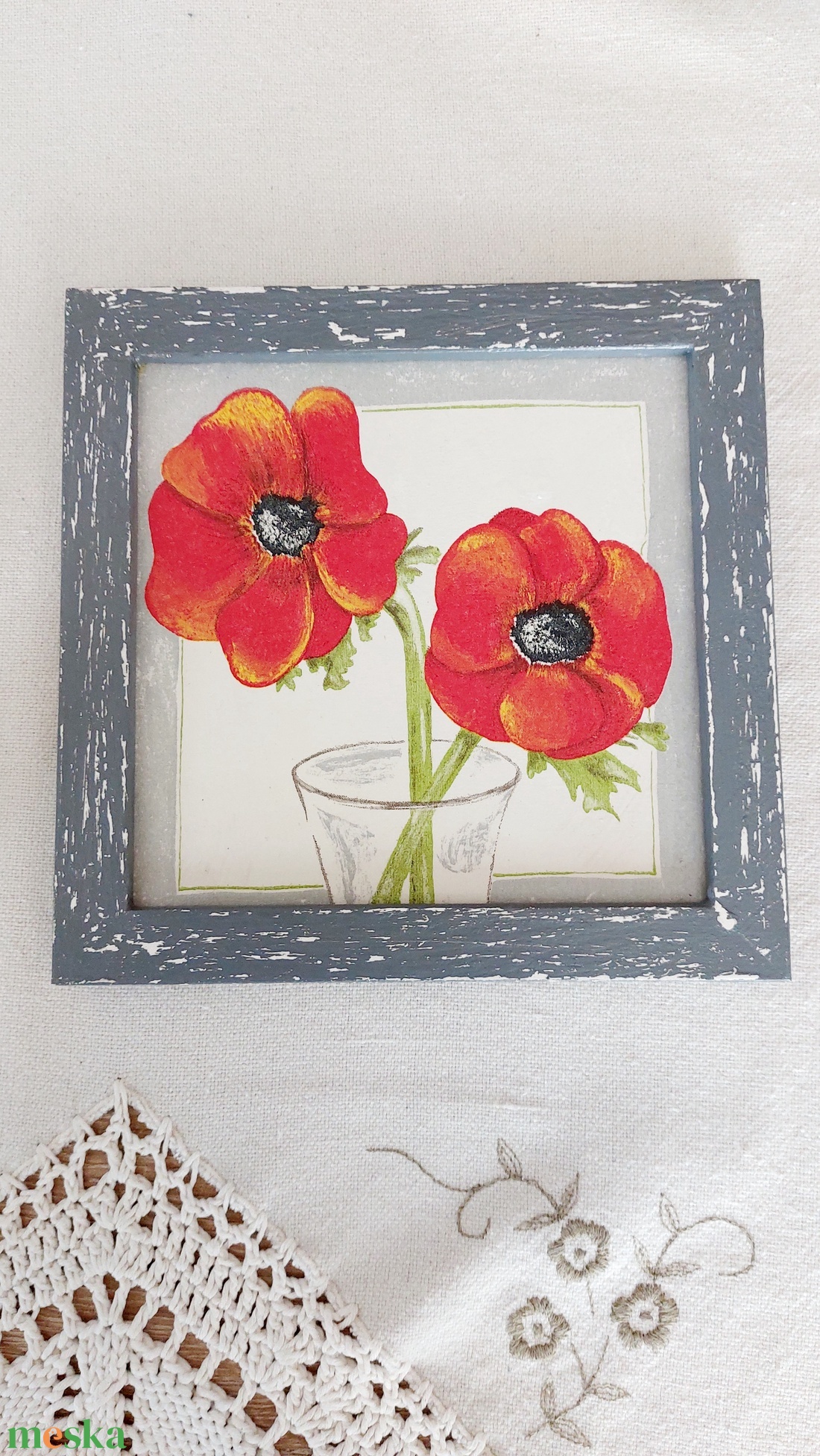 Pipacsos kép - otthon & életmód - dekoráció - kép & falikép - fából készült kép - Meska.hu