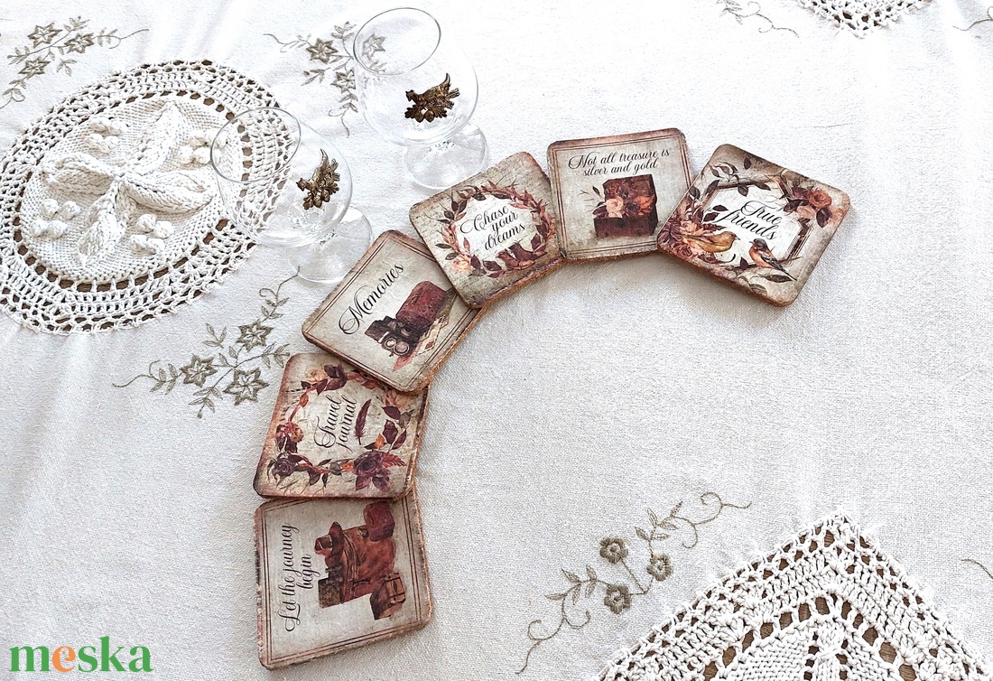 Parafa poháralátét 6 darabos - otthon & életmód - konyhafelszerelés, tálalás - tálalás - tányér- és poháralátét - Meska.hu