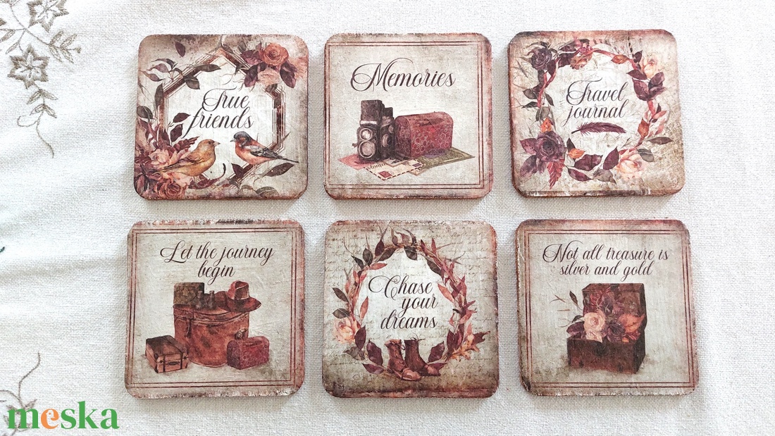 Parafa poháralátét 6 darabos - otthon & életmód - konyhafelszerelés, tálalás - tálalás - tányér- és poháralátét - Meska.hu