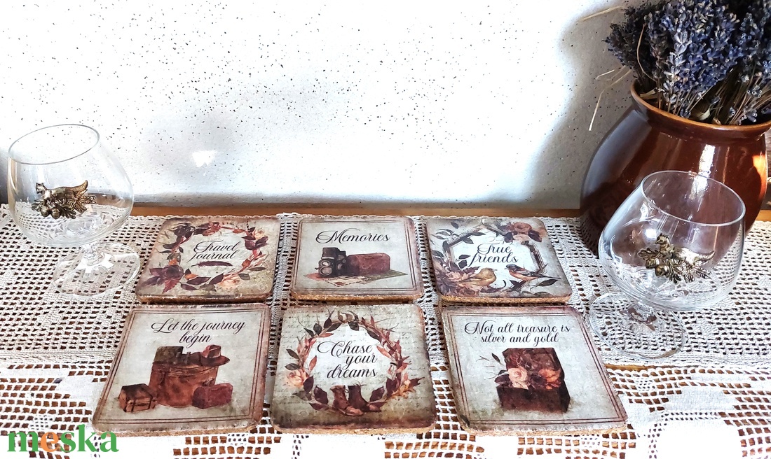 Parafa poháralátét 6 darabos - otthon & életmód - konyhafelszerelés, tálalás - tálalás - tányér- és poháralátét - Meska.hu