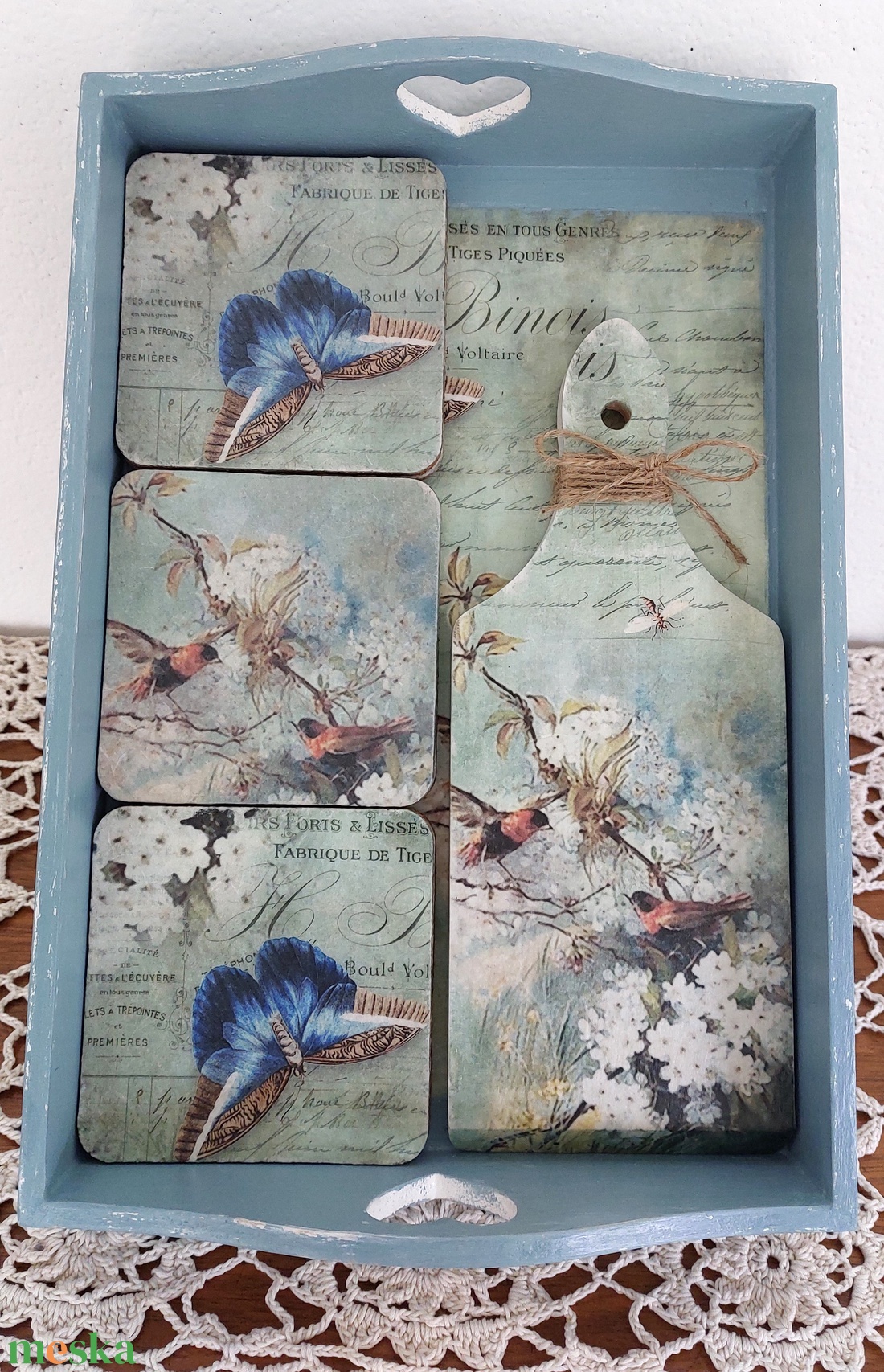 Tálca, falidísz, poháralátét szett - otthon & életmód - konyhafelszerelés, tálalás - tálalás - tálca - Meska.hu