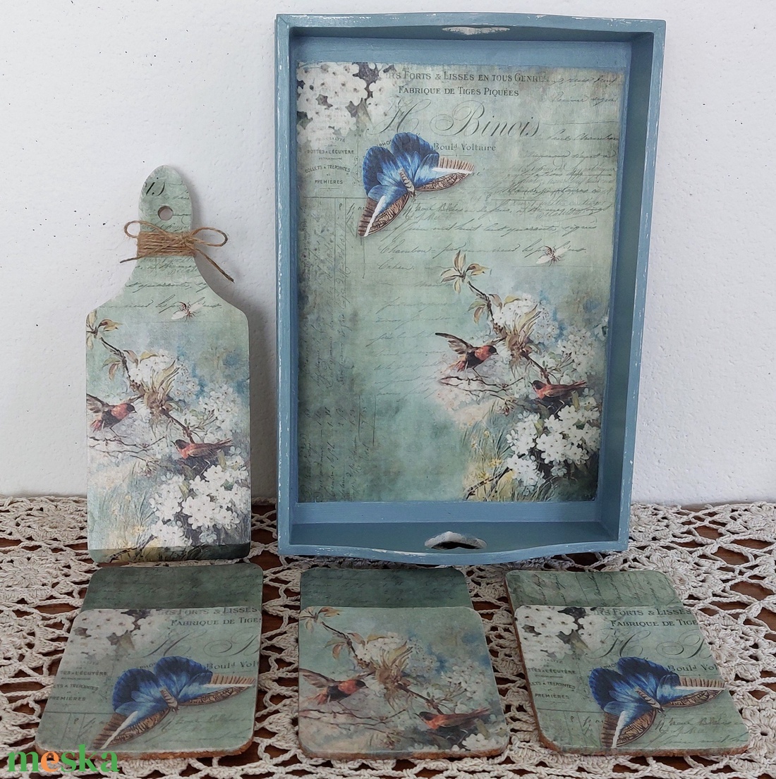 Tálca, falidísz, poháralátét szett - otthon & életmód - konyhafelszerelés, tálalás - tálalás - tálca - Meska.hu