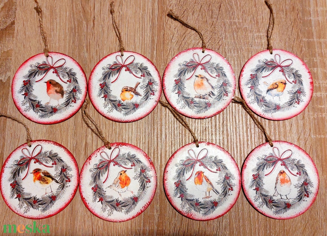 Madárkás karácsonyfadíszek - karácsony - karácsonyi lakásdekoráció - karácsonyfadíszek - Meska.hu