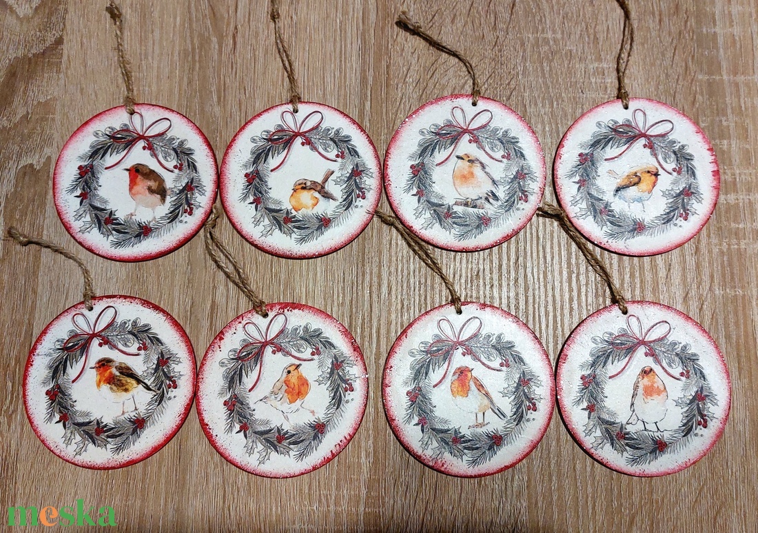 Madárkás karácsonyfadíszek - karácsony - karácsonyi lakásdekoráció - karácsonyfadíszek - Meska.hu