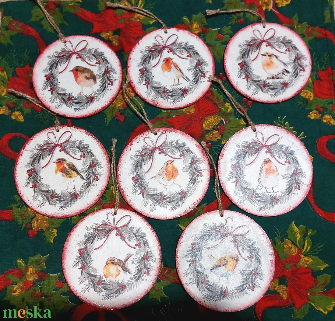 Madárkás karácsonyfadíszek - karácsony - karácsonyi lakásdekoráció - karácsonyfadíszek - Meska.hu