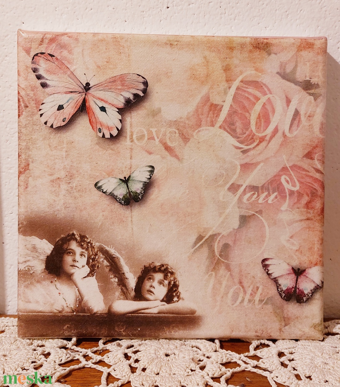 Angyalos falikép - otthon & életmód - dekoráció - kép & falikép - vászonkép - Meska.hu