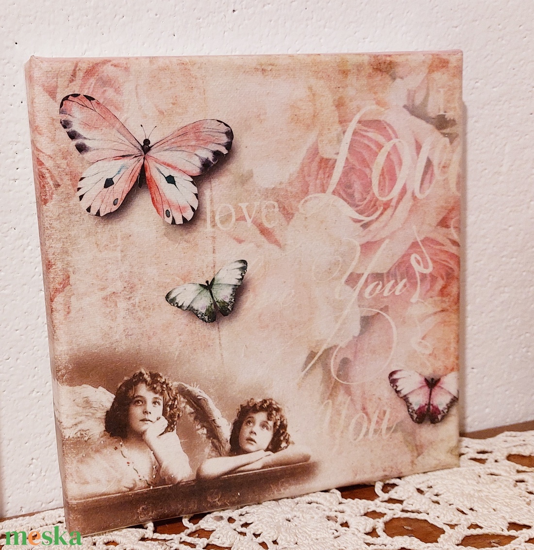 Angyalos falikép - otthon & életmód - dekoráció - kép & falikép - vászonkép - Meska.hu