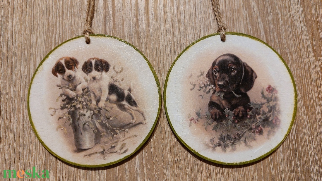 Kutyás díszek  - karácsony - karácsonyi lakásdekoráció - karácsonyfadíszek - Meska.hu