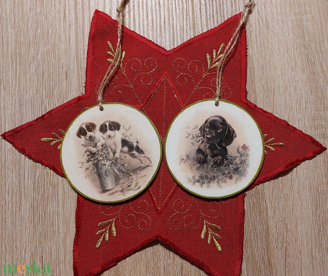 Kutyás díszek  - karácsony - karácsonyi lakásdekoráció - karácsonyfadíszek - Meska.hu