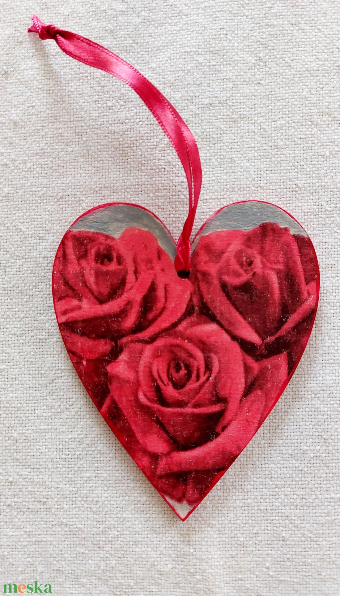 Rózsás szívek - otthon & életmód - dekoráció - fali és függő dekoráció - függődísz - Meska.hu