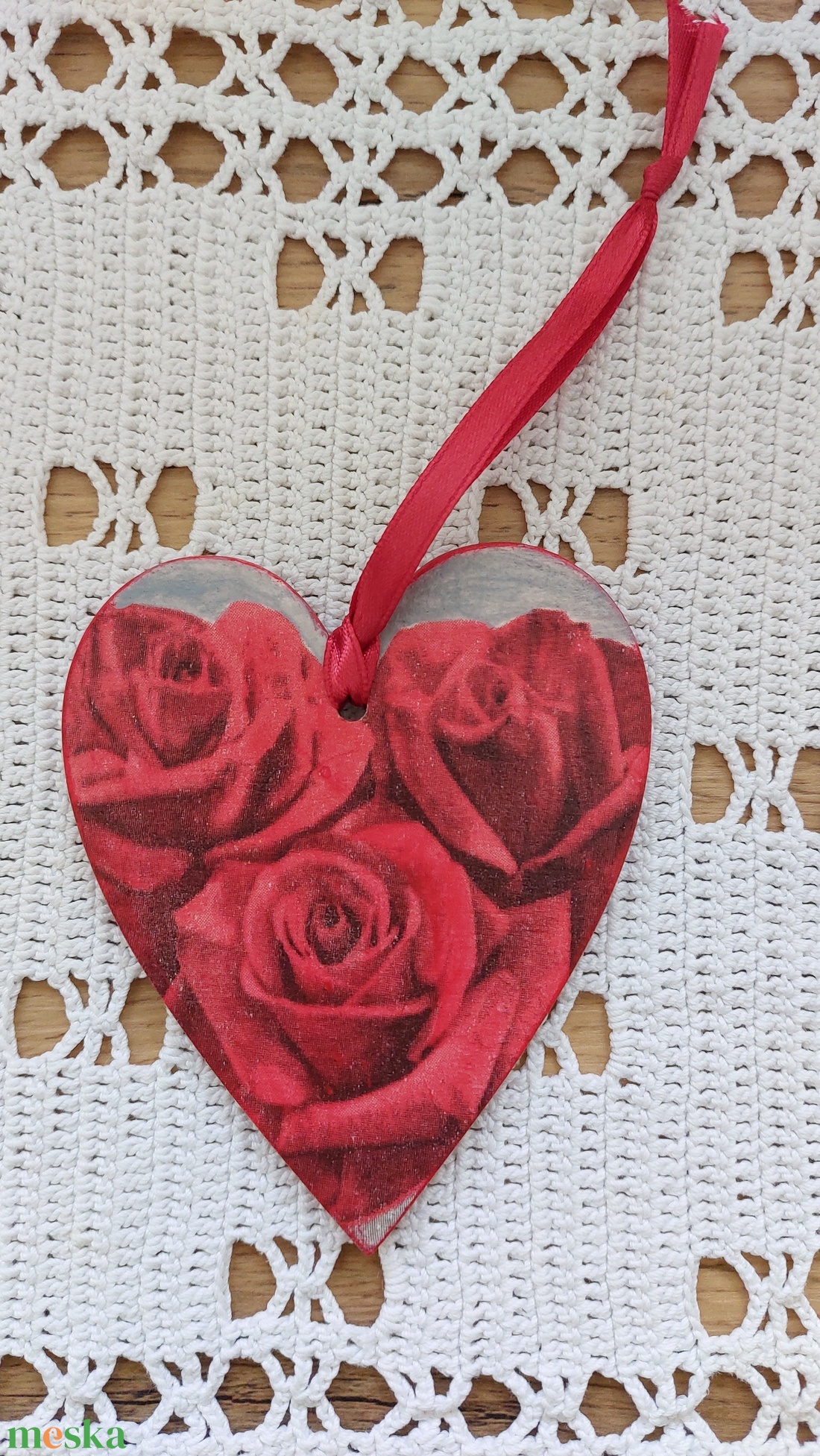 Rózsás szívek - otthon & életmód - dekoráció - fali és függő dekoráció - függődísz - Meska.hu