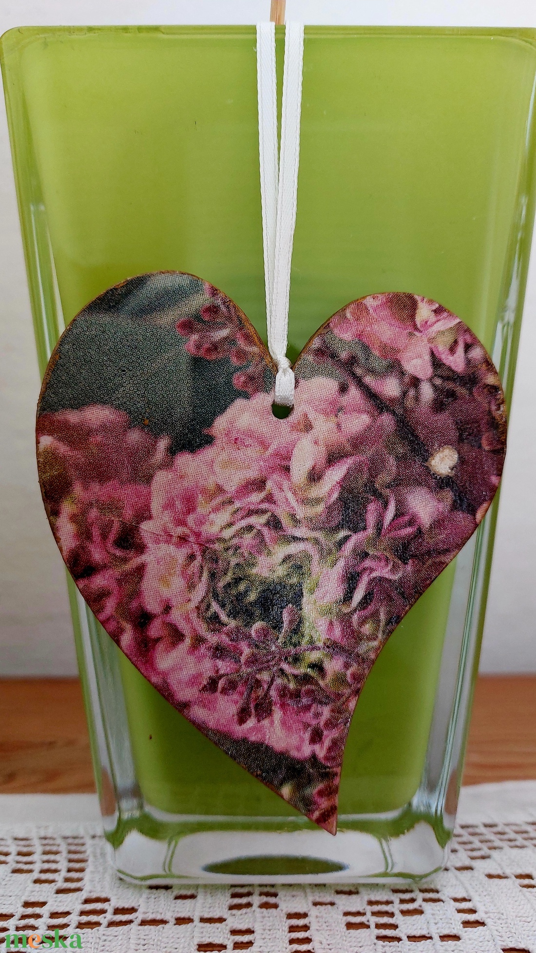 Virágos szívek párban - otthon & életmód - dekoráció - fali és függő dekoráció - függődísz - Meska.hu