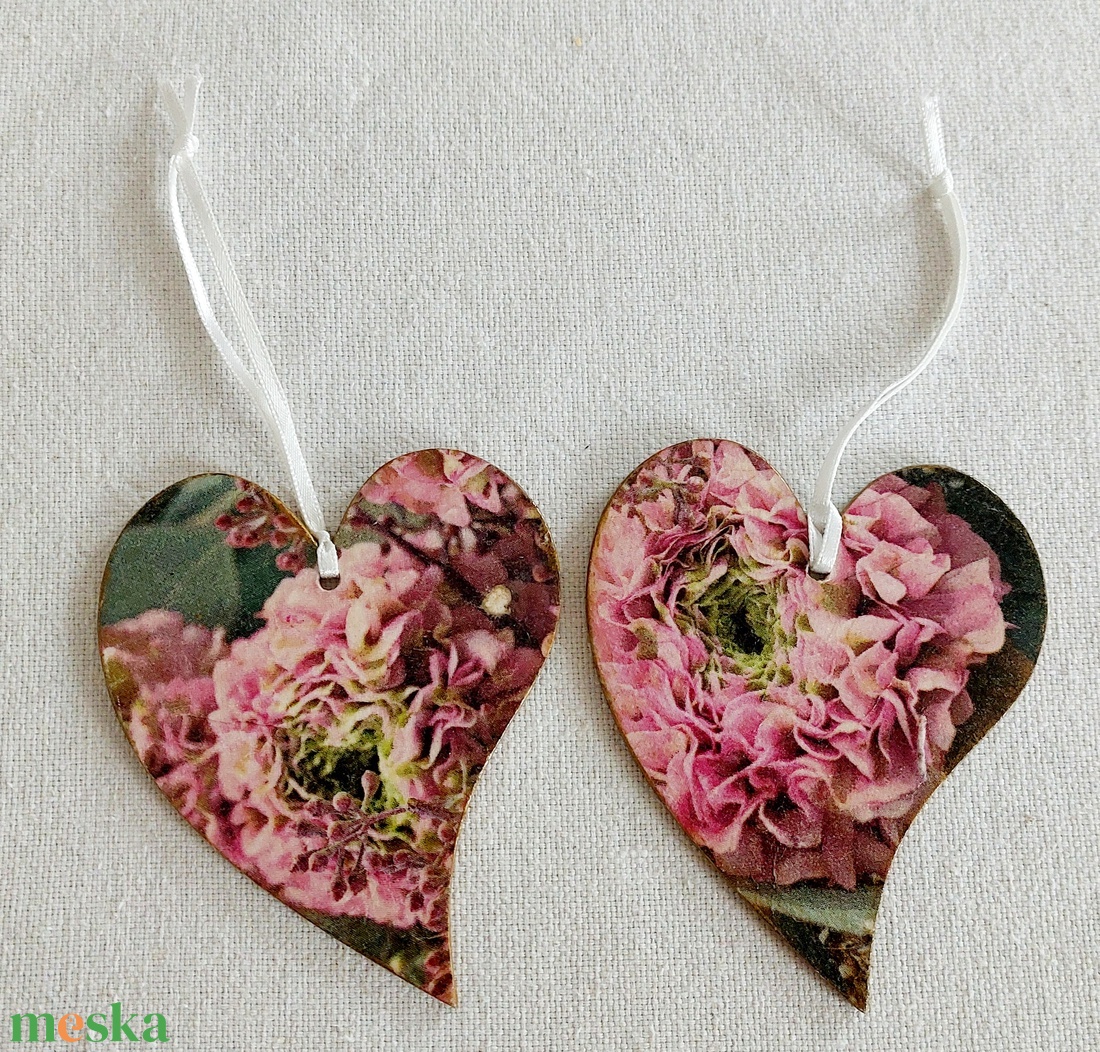 Virágos szívek párban - otthon & életmód - dekoráció - fali és függő dekoráció - függődísz - Meska.hu