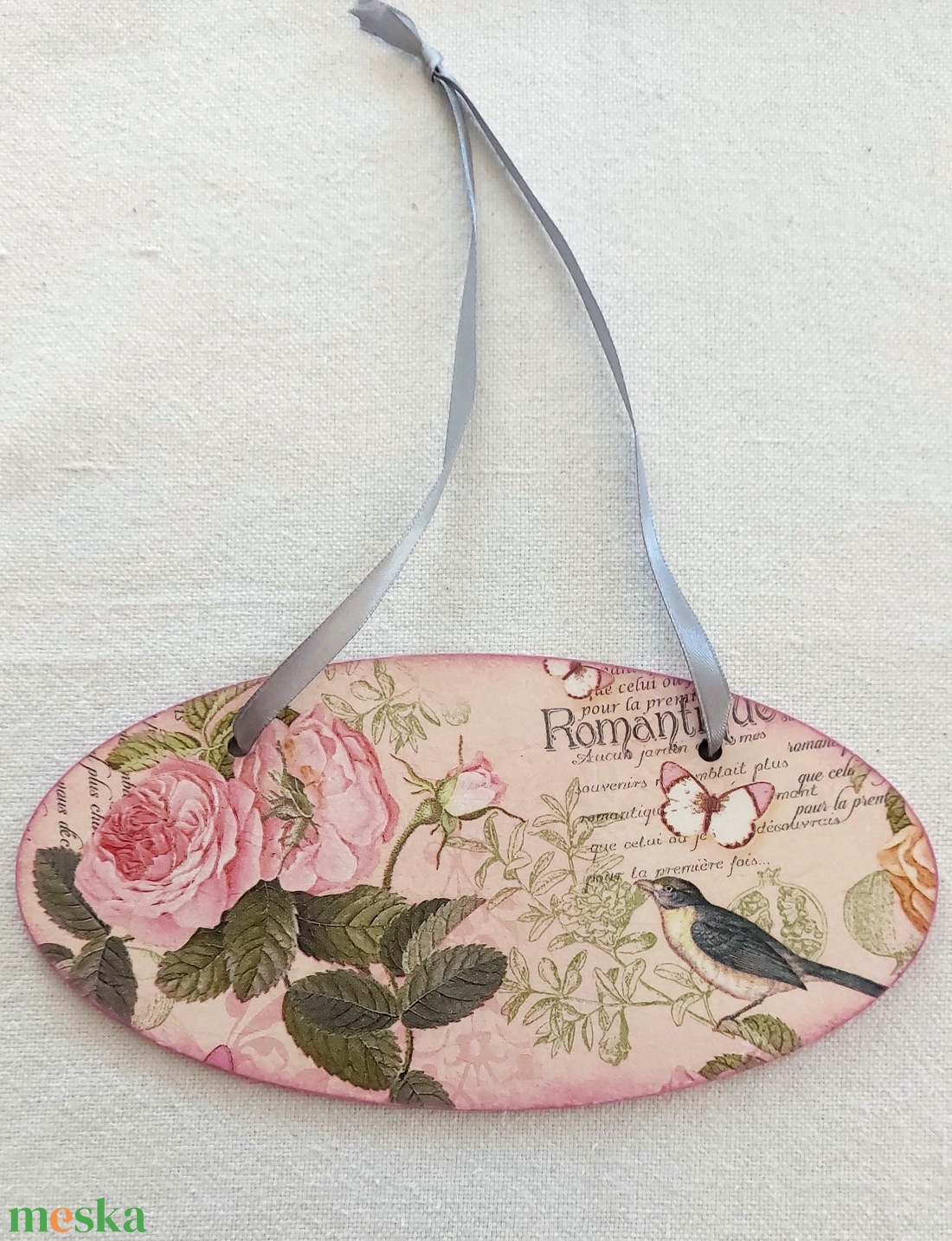 Romantikus rózsás-madaras szett - otthon & életmód - dekoráció - fali és függő dekoráció - függődísz - Meska.hu