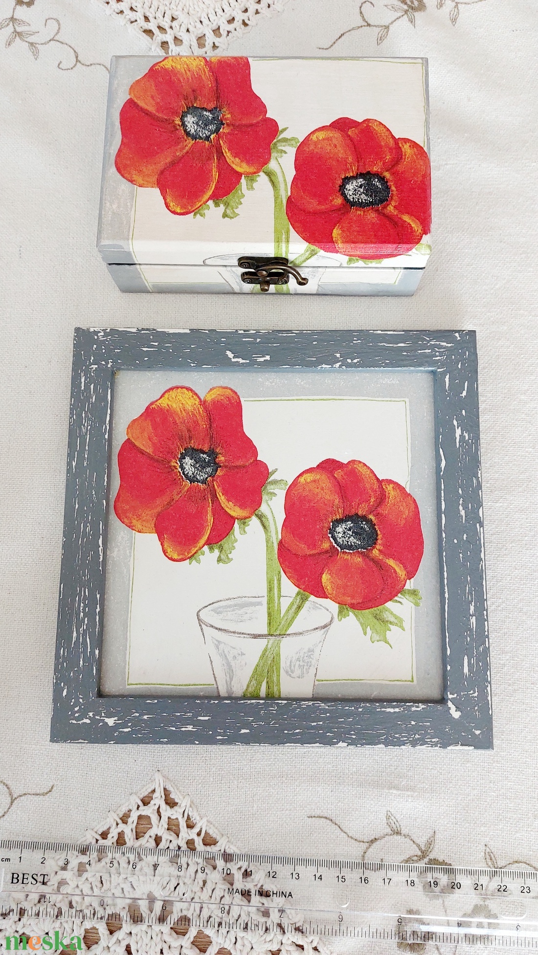 Pipacsos kép - otthon & életmód - dekoráció - kép & falikép - fából készült kép - Meska.hu