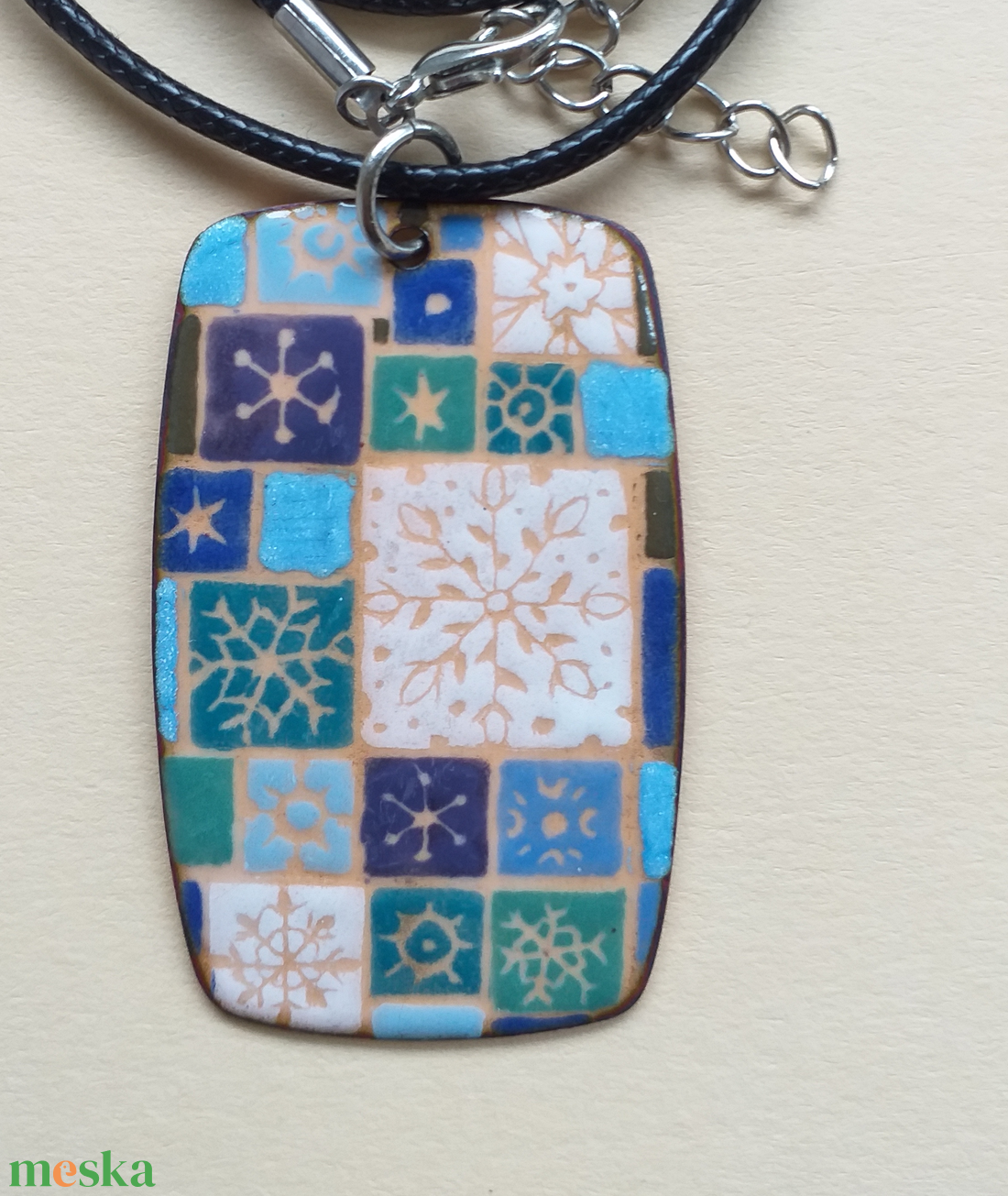 Hópehely intarzia       - ékszer - nyaklánc - medál - Meska.hu