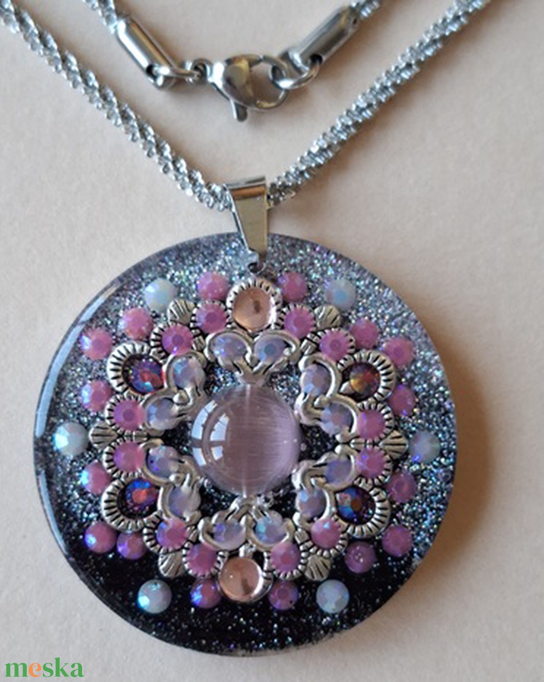 Rózsaszínek ezüstben - medál - ékszer - nyaklánc - medál - Meska.hu