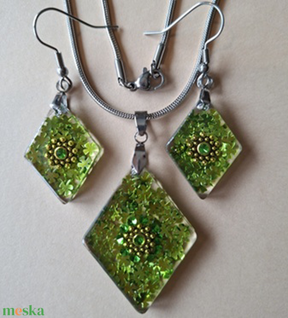 Nagyon zöld - szerencsehozó garnitúra - ékszer - ékszerszett - Meska.hu