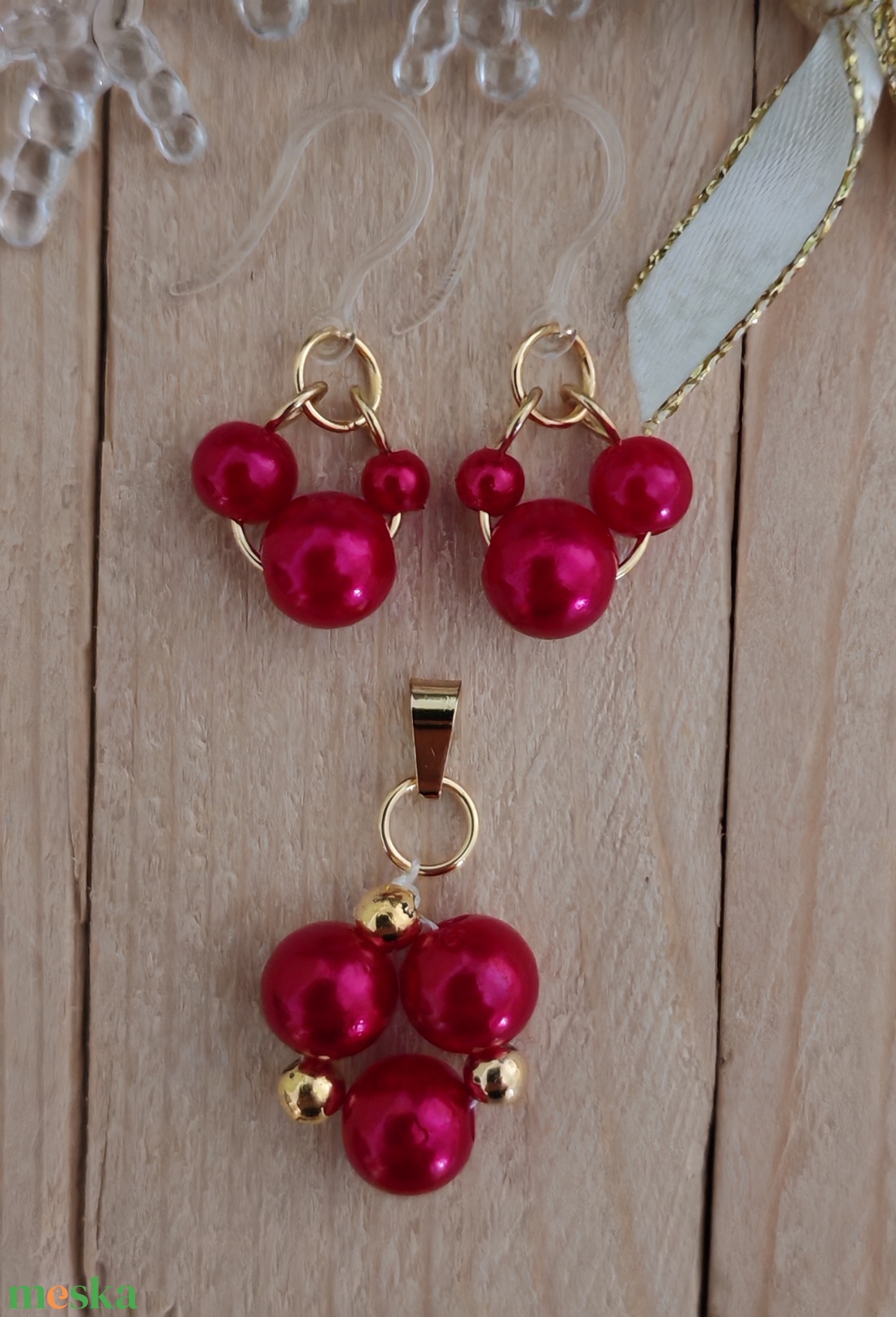 Burgundi gyöngy ékszerszett  - ékszer - ékszerszett - Meska.hu