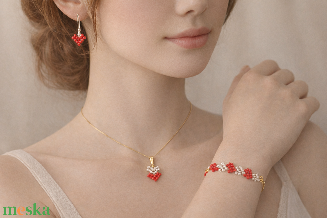 Szívecske Gyöngy Ékszerszett - ékszer - ékszerszett - Meska.hu