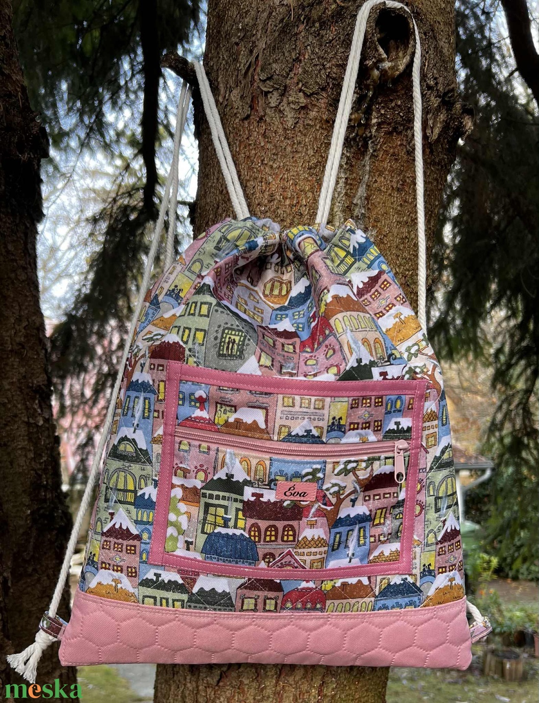 Melinda - húzózsinóros hátizsák - táska & tok - hátizsák - hátizsák - Meska.hu