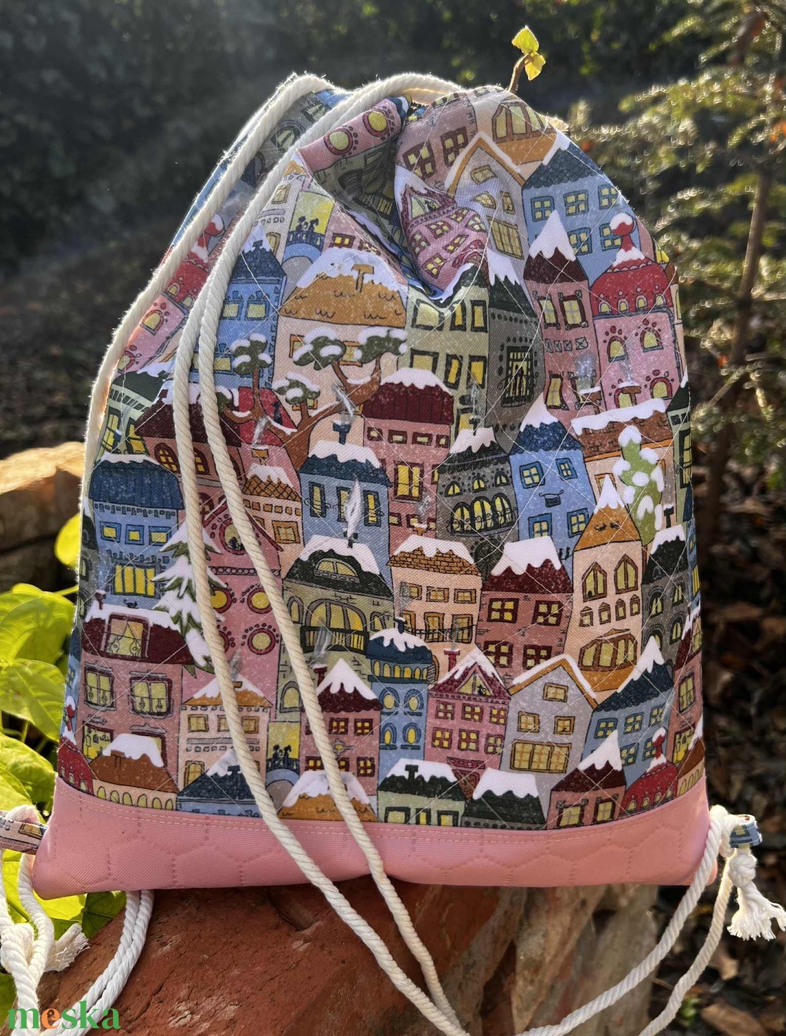Melinda - húzózsinóros hátizsák - táska & tok - hátizsák - hátizsák - Meska.hu