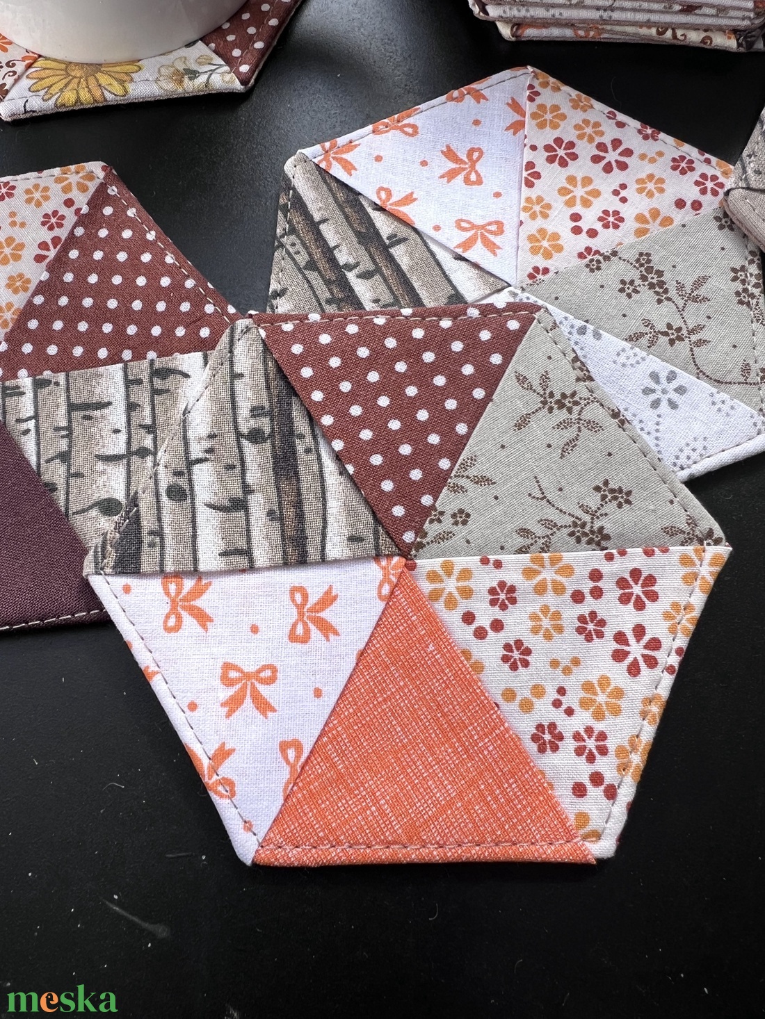 Hatszögletű poháralátét - otthon & életmód - konyhafelszerelés, tálalás - tálalás - tányér- és poháralátét - Meska.hu