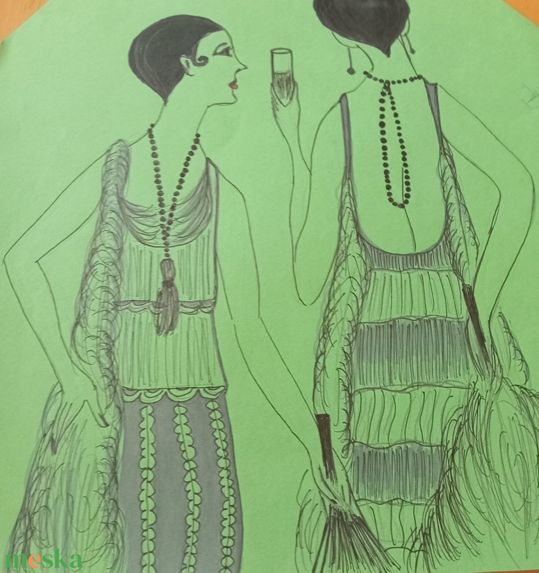 Zöld-fekete kollekció  - művészet - grafika & illusztráció - egyéb rajzok - Meska.hu