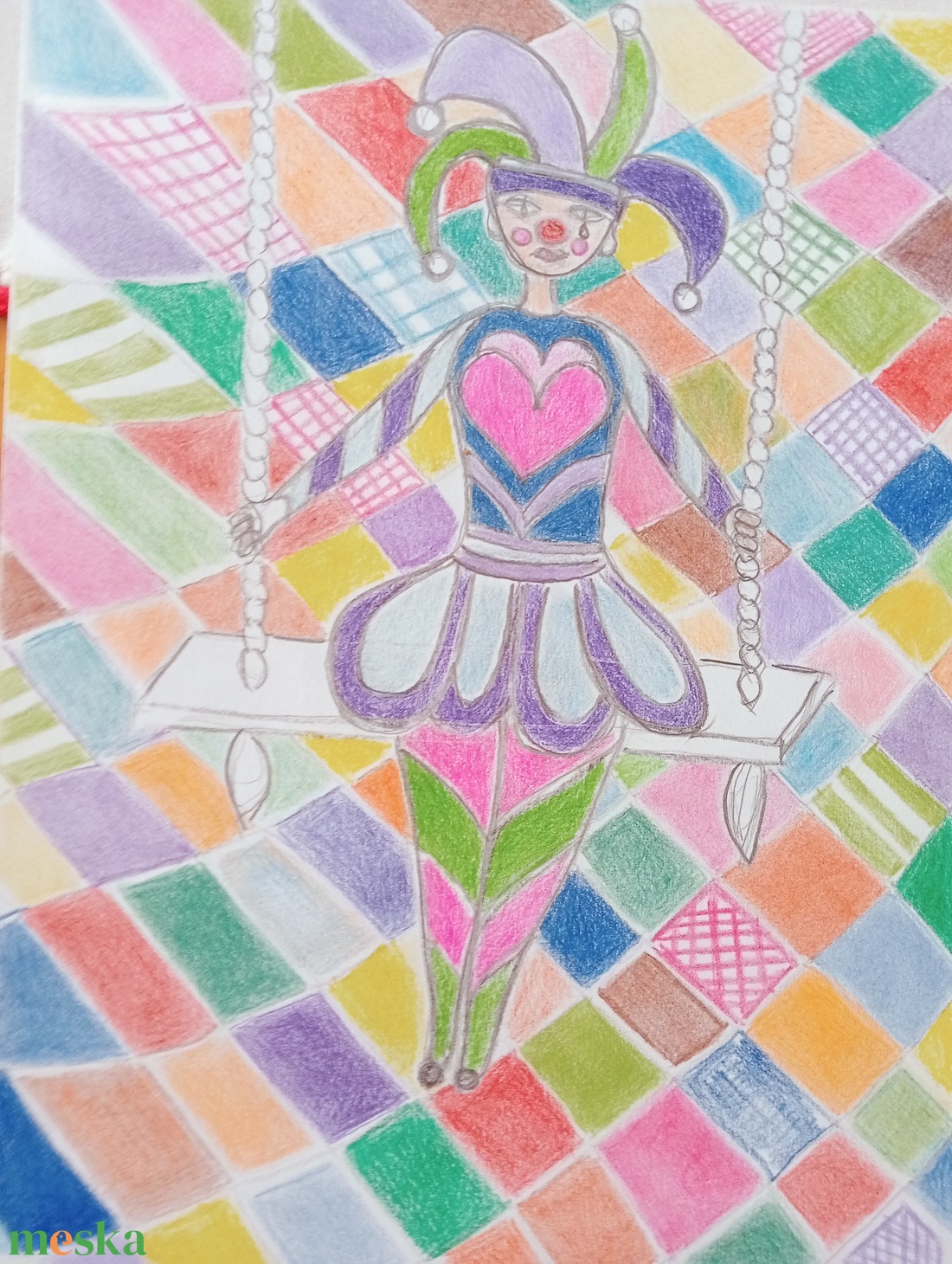 Bohóc lány - művészet - grafika & illusztráció - ceruzarajz - Meska.hu