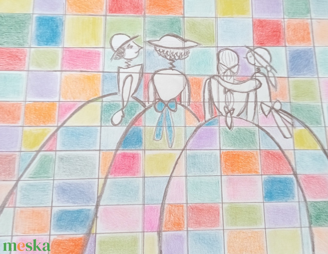 Kockás kollekció  - művészet - grafika & illusztráció - ceruzarajz - Meska.hu