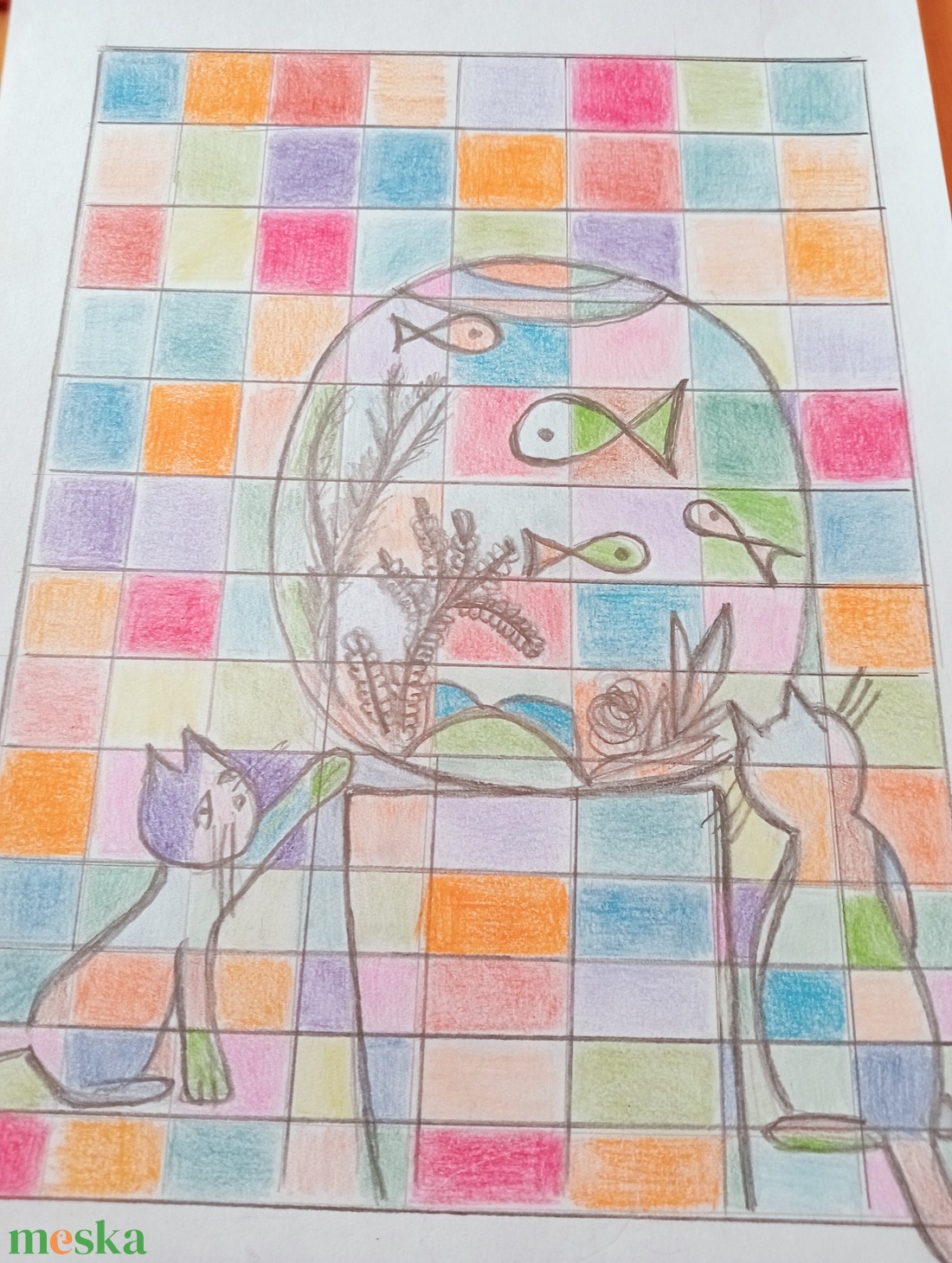 Kockás kollekció  - művészet - grafika & illusztráció - ceruzarajz - Meska.hu