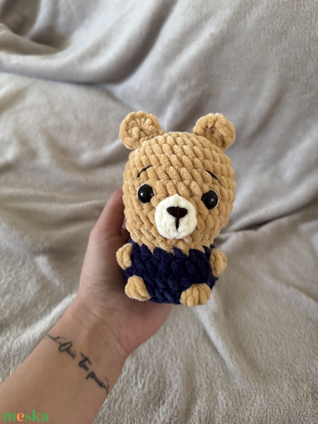 Mini kék ruhás maci  - játék & sport - plüssállat & játékfigura - maci - Meska.hu