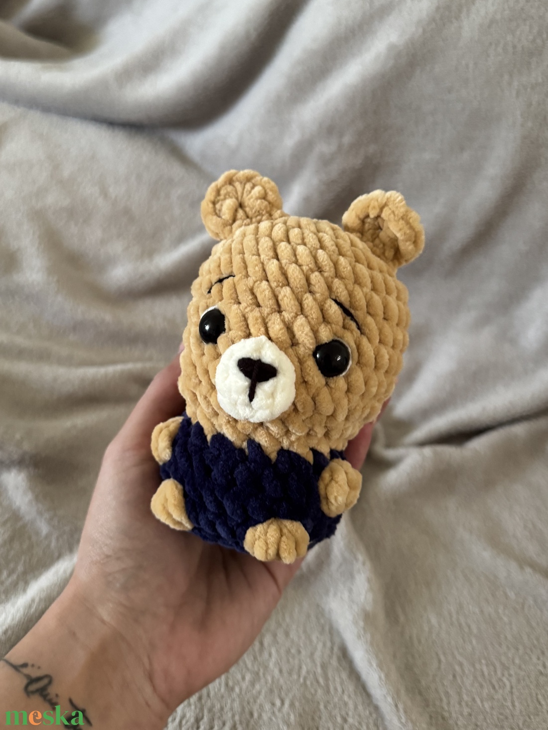 Mini kék ruhás maci  - játék & sport - plüssállat & játékfigura - maci - Meska.hu